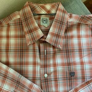 Cinch Men's L Shirt Button‎ Front Shirt Western Orange Plaid Shirt
